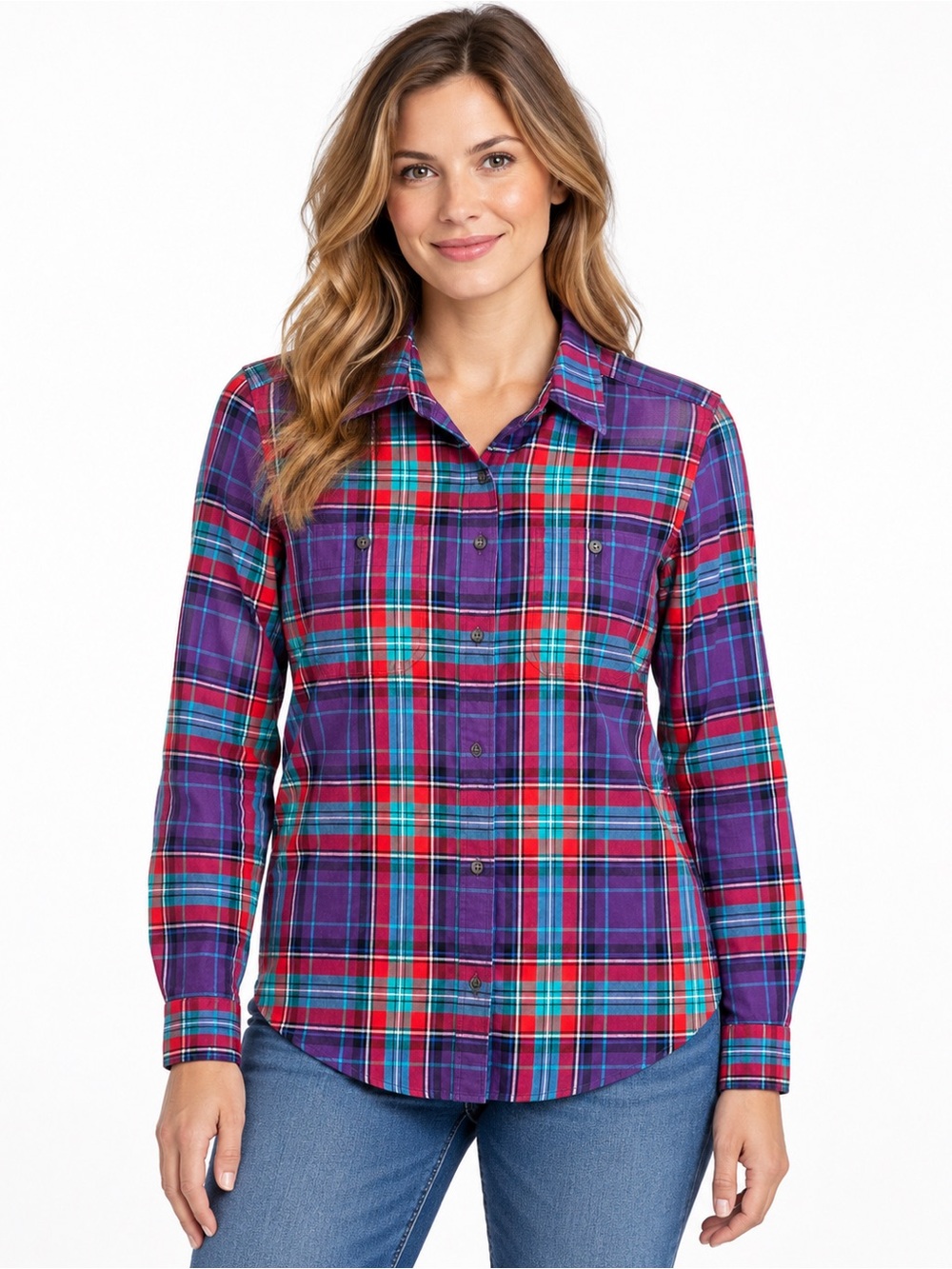Lauren Ralph Lauren Jeans Co Plaid Cotton Button Down Shirt Women’s M